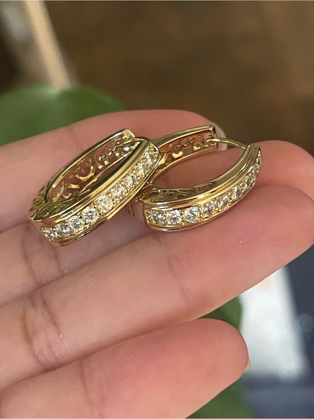 Gold Tone Crystal Hoop Earrings